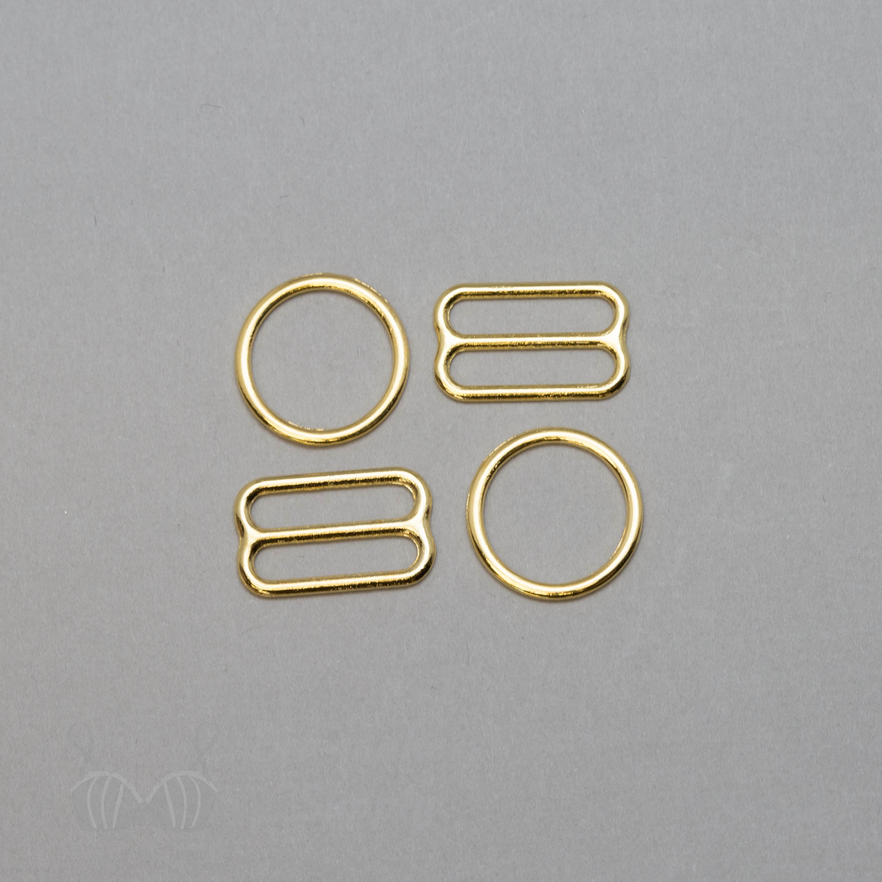 five eighths inch 16mm rings sliders gold silver plated gold or five eighths inch 16mm Jewellery quality metal rings sliders from Bra-Makers Supply 2 rings 2 sliders