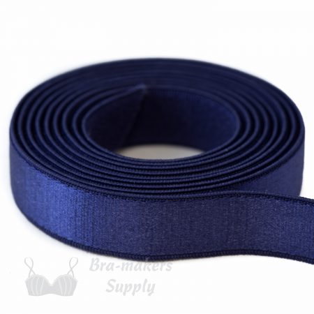 half inch 12mm Strap Elastic navy blue ES-4 or half inch 12mm Satin Strap Elastic blueprint Pantone 19-3939 from Bra-makers Supply 1 metre roll shown