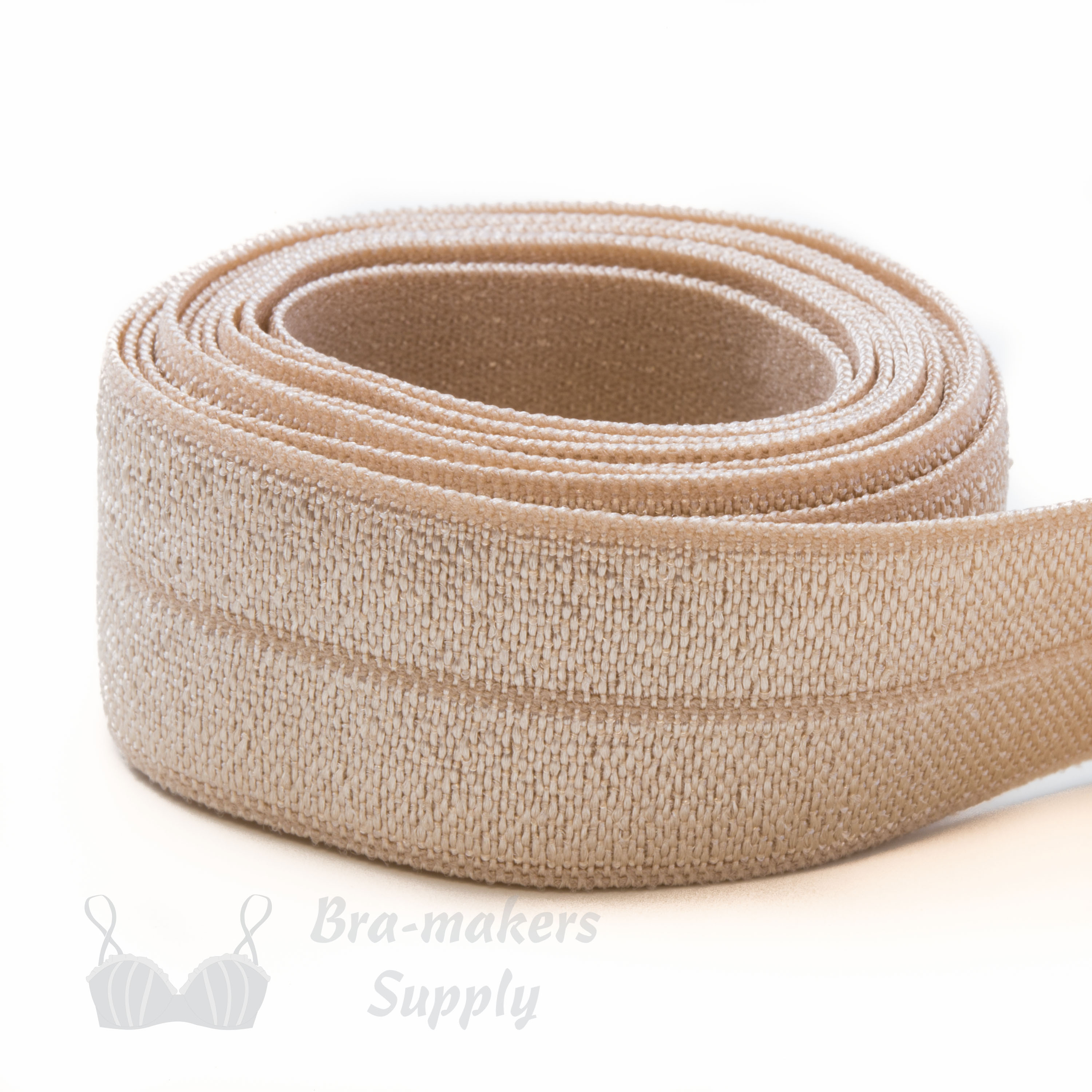 reversible fold-over elastic binding EF-5 beige or Pantone 14-1212 Frappe from Bra-Makers Supply 1 metre roll shown