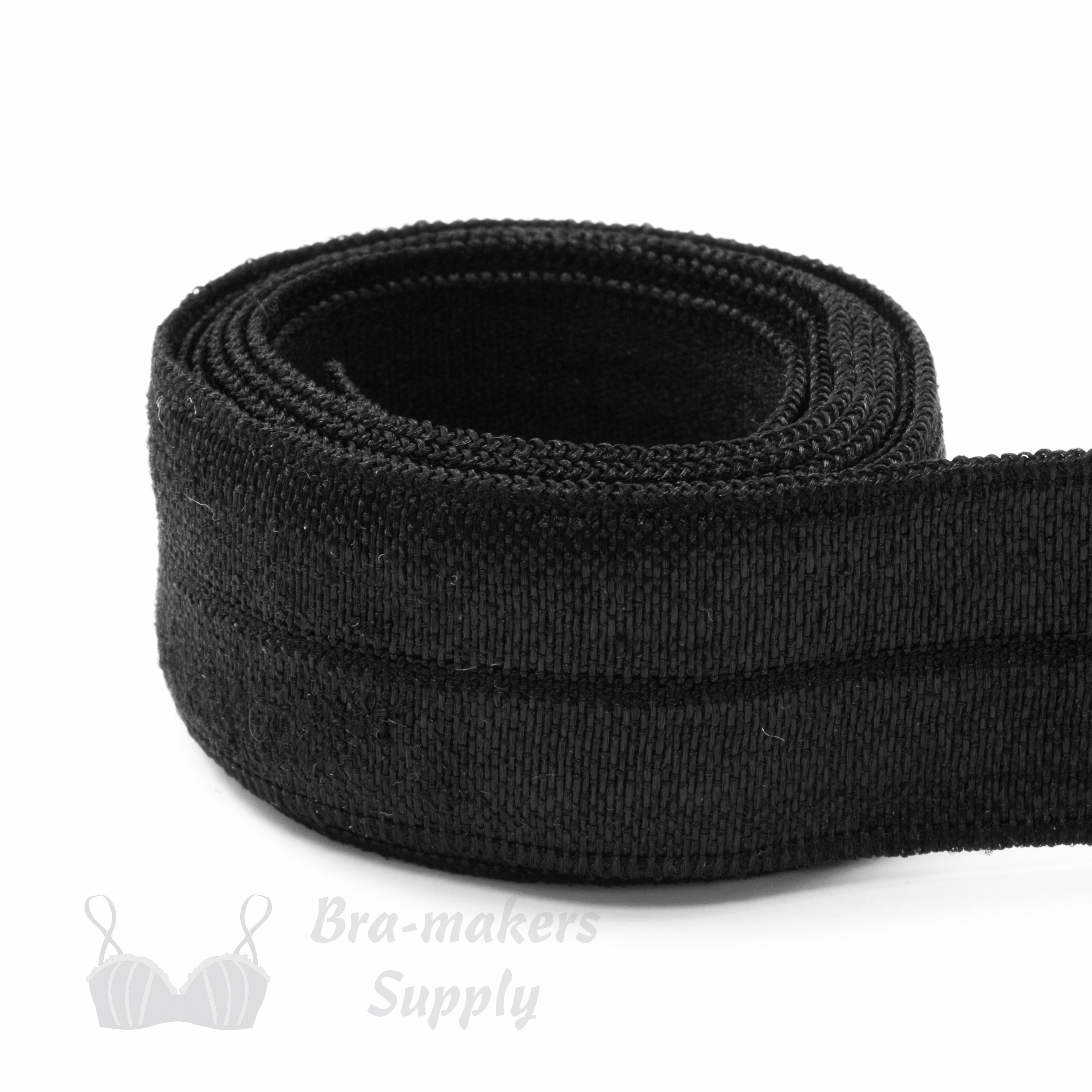 reversible fold-over elastic binding EF-5 black or Pantone 19-4007 Anthracite from Bra-Makers Supply 1 metre roll shown