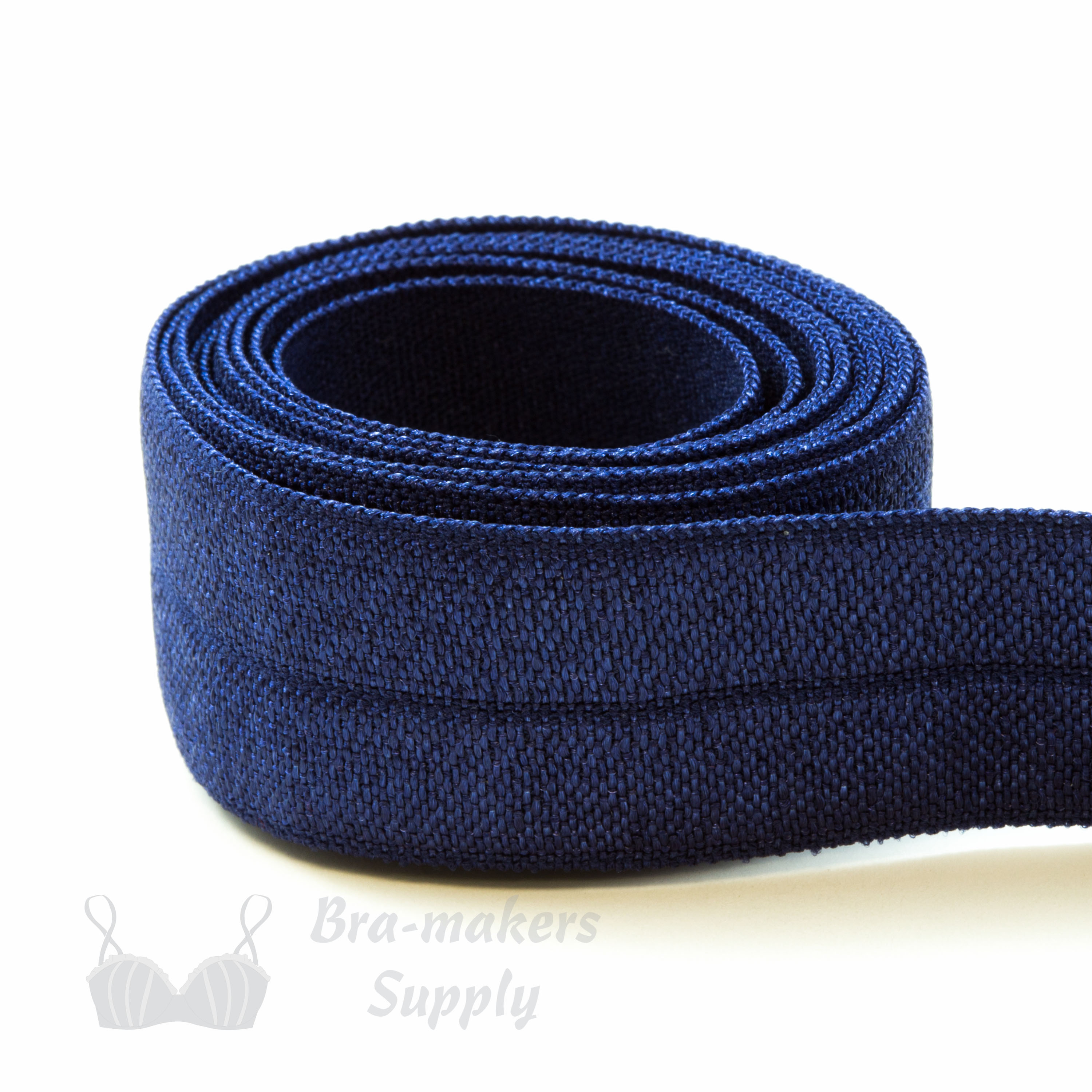 reversible fold-over elastic binding EF-5 navy blue or Pantone 19-3939 Blueprint from Bra-Makers Supply 1 metre roll shown