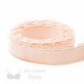 three eighths inch 9 mm firm bra band elastic EB-372 peach or three eighths inch 9 mm plush back elastic linen Pantone 12-1008 from Bra-Makers Supply 1 metre roll shown