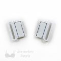 three quarters inch 18 mm metal magnetic bra clip CM-66 white or three quarters inch 18 mm magnetic bra front back fastener CM-66 bright white Pantone 11-0601 from Bra-Makers Supply clip apart