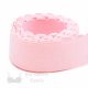 three quarters inch 19 mm firm bra band elastic EB-672 pink or three quarters inch 19 mm plush back elastic pink dogwood Pantone 12-1706 from Bra-Makers Supply 1 metre roll shown