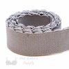 three quarters inch 19 mm firm bra band elastic EB-672 platinum or three quarters inch 19 mm plush back elastic griffin Pantone 17-5102 from Bra-Makers Supply 1 metre roll shown