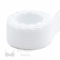 three quarters inch 19 mm firm bra band elastic EB-672 white or three quarters inch 19 mm plush back elastic bright white Pantone 11-0601 from Bra-Makers Supply 1 metre roll shown