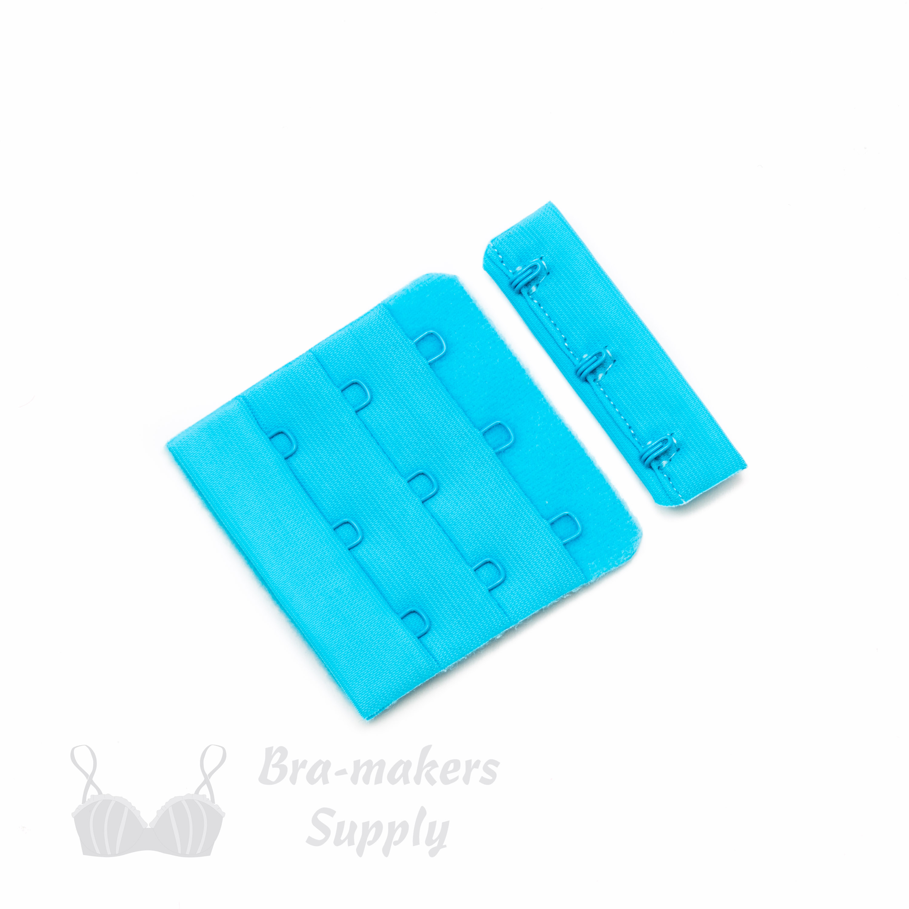 3x3 bra hook and eye turquoise HS-33 or 3x3 hook and eye back closures backelor button Pantone 14-4522 from Bra-Makers Supply front shown