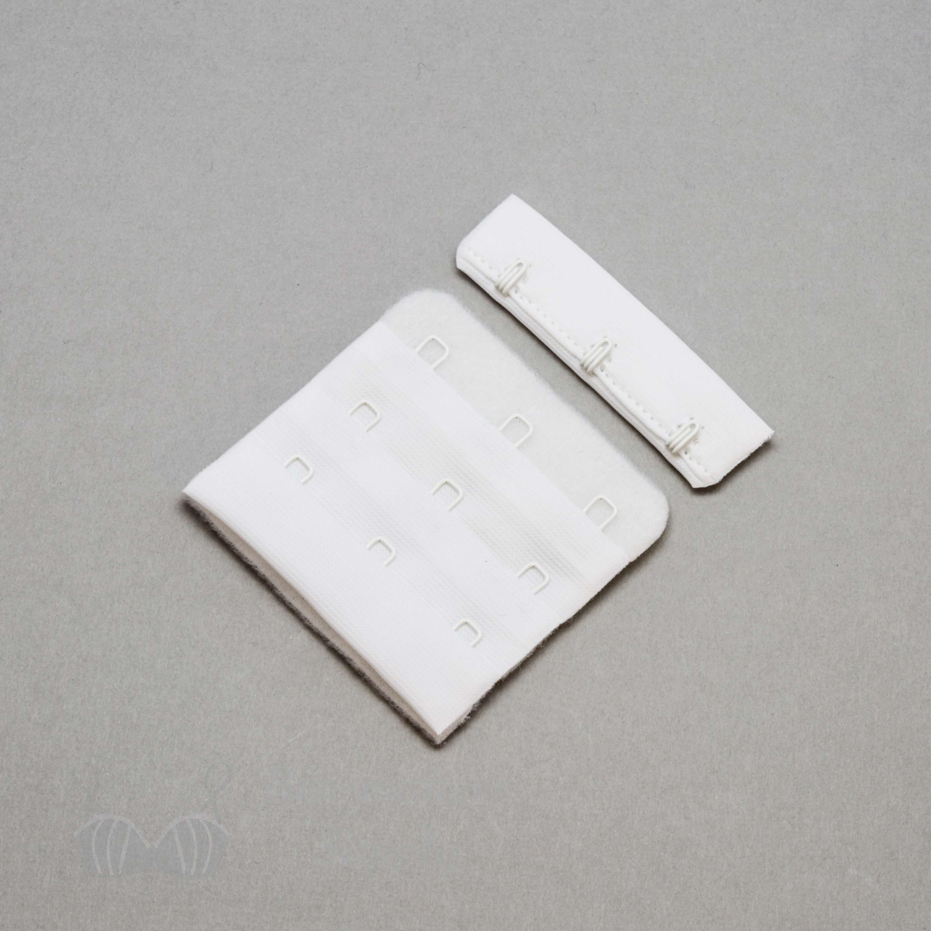 3x3 bra hook and eye white HS-33 or 3x3 hook and eye back closures bright white Pantone 11-0601 from Bra-Makers Supply Hamilton front shown