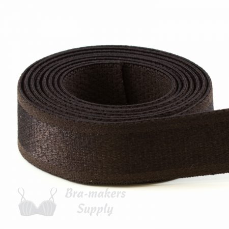 five eighths of an inch satin stripe strap elastic or 16 mm bra strap elastic ES-54 chocolate from Bra-Makers Supply 1 metre roll shown