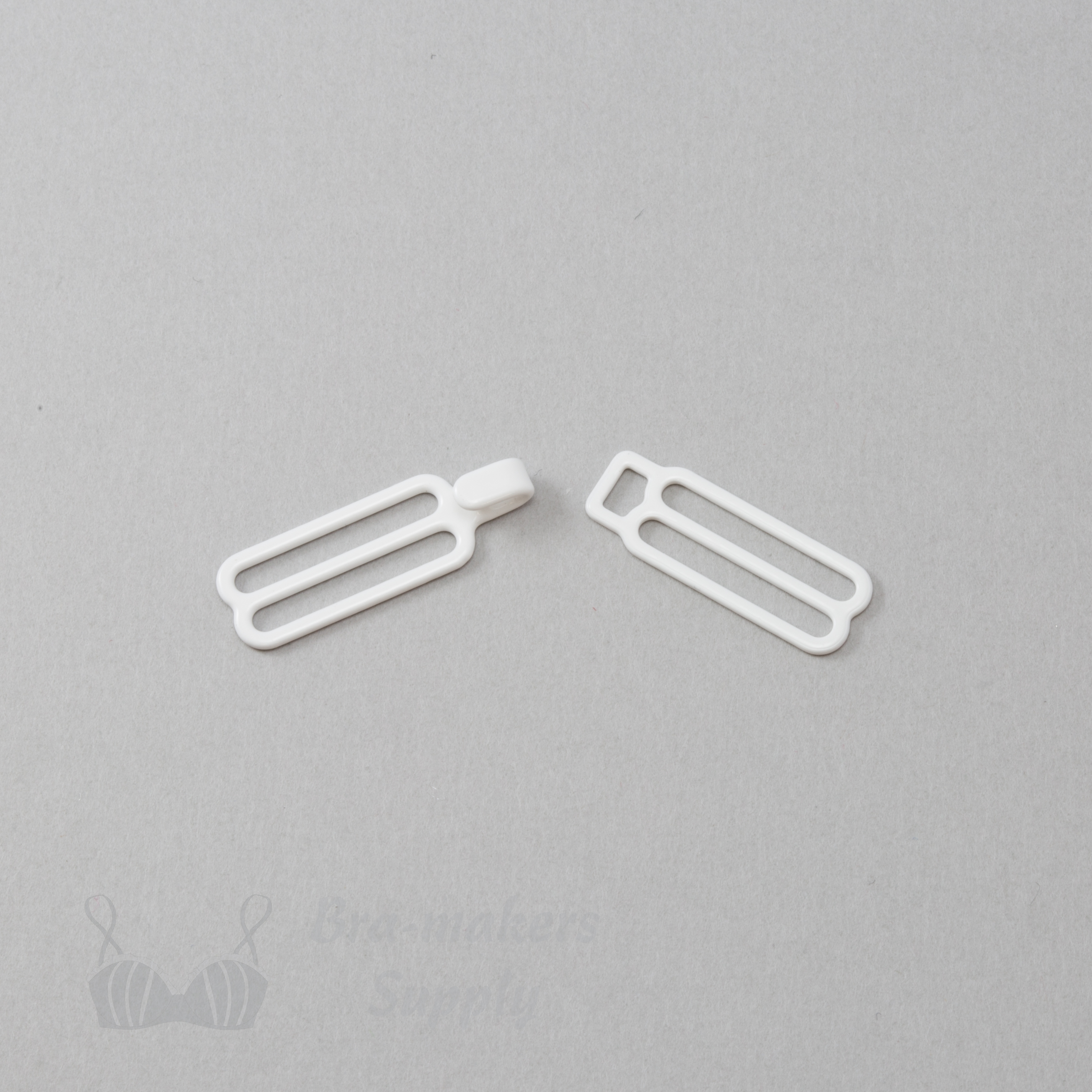 metal slider hooks SH-60 white from Bra-Makers Supply 1 white set shown