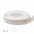 metallic bra strap elastic ES-310 silver on white from Bra-Makers Supply 1 metre roll shown