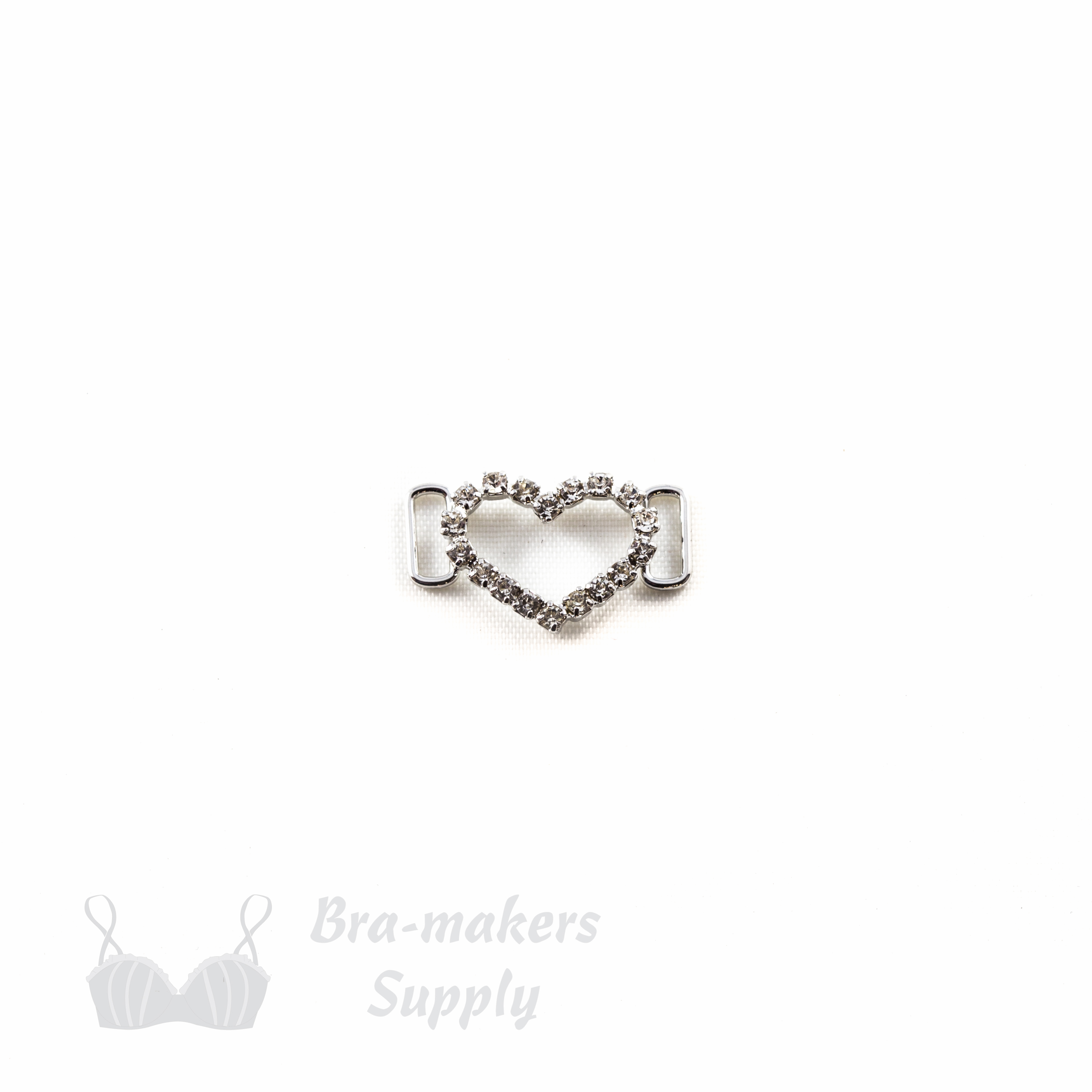 small crystal bra bridge connector strap connectors crystal heart bridge CJ-129 from Bra-Makers Supply front side shown