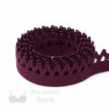 stretch crochet elastic trim EN-13 black cherry or Pantone 19-2024 rhododendron from Bra-Makers Supply 1 metre roll shown