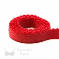 three eighths inch soft plush back elastic EB-37 red or 9mm bra band elastic Pantone 18-1764 lollipop from Bra-Makers Supply 1 metre roll shown