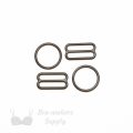 five eighths inch 16mm RM-6 chocolate nylon coated metal rings sliders or seal brown Pantone 19-1314 from Bra-Makers Supply 2 sliders 2 rings shown