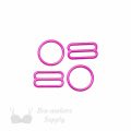 five eighths inch 16mm RM-6 fuchsia nylon coated metal rings sliders or rose violet Pantone 17-2624 from Bra-Makers Supply 2 sliders 2 rings shown