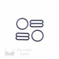 five eighths inch 16mm RM-6 navy blue nylon coated metal rings sliders or blueprint Pantone 19-3939 from Bra-Makers Supply 2 sliders 2 rings shown