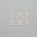 five eighths inch 16mm RM-6 peach nylon coated metal rings sliders or linen Pantone 12-1008 from Bra-Makers Supply 2 sliders 2 rings shown