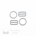 five eighths inch 16mm RM-6 platinum nylon coated metal rings sliders or griffin Pantone 17-5102 from Bra-Makers Supply 2 sliders 2 rings shown