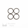 five eighths inch 16mm RM-60 R PK4 chocolate nylon coated metal rings sliders or seal brown Pantone 19-1314 from Bra-Makers Supply 4 rings shown