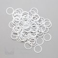 five eighths inch 16mm RM-60 R PK4 white nylon coated metal rings sliders or bright white Pantone 11-0601 from Bra-Makers Supply 100 rings shown