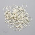 five eighths inch 16mm RM-600 R ivory nylon coated metal rings sliders or winter white Pantone 11-0507 from Bra-Makers Supply 100 rings shown