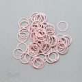five eighths inch 16mm RM-600 R pink nylon coated metal rings sliders or pink dogwood Pantone 12-1706 from Bra-Makers Supply 100 rings shown