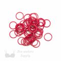 five eighths inch 16mm RM-600 R red nylon coated metal rings sliders or lollipop Pantone 18-1764 from Bra-Makers Supply 100 rings shown