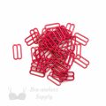 five eighths inch 16mm RM-600 S red nylon coated metal rings sliders or lollipop Pantone 18-1764 from Bra-Makers Supply 100 sliders shown