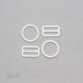 five eighths inch 16mm plastic sliders rings R-5 dye-able white from Bra-Makers Supply 2 sliders 2 rings shown