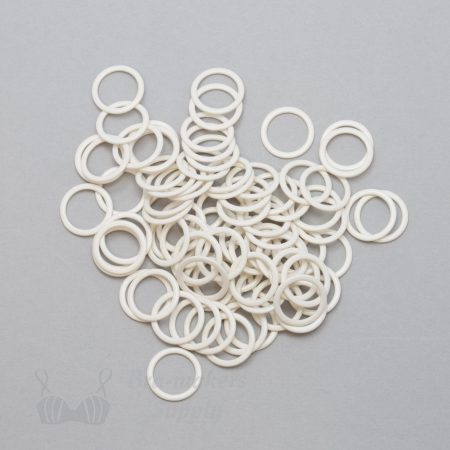 half inch 12mm RM-400 R ivory nylon coated metal rings sliders or winter white Pantone 11-0507 from Bra-Makers Supply 100 rings shown