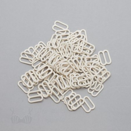 half inch 12mm RM-400 S ivory nylon coated metal rings sliders or winter white Pantone 11-0507 from Bra-Makers Supply 100 sliders shown