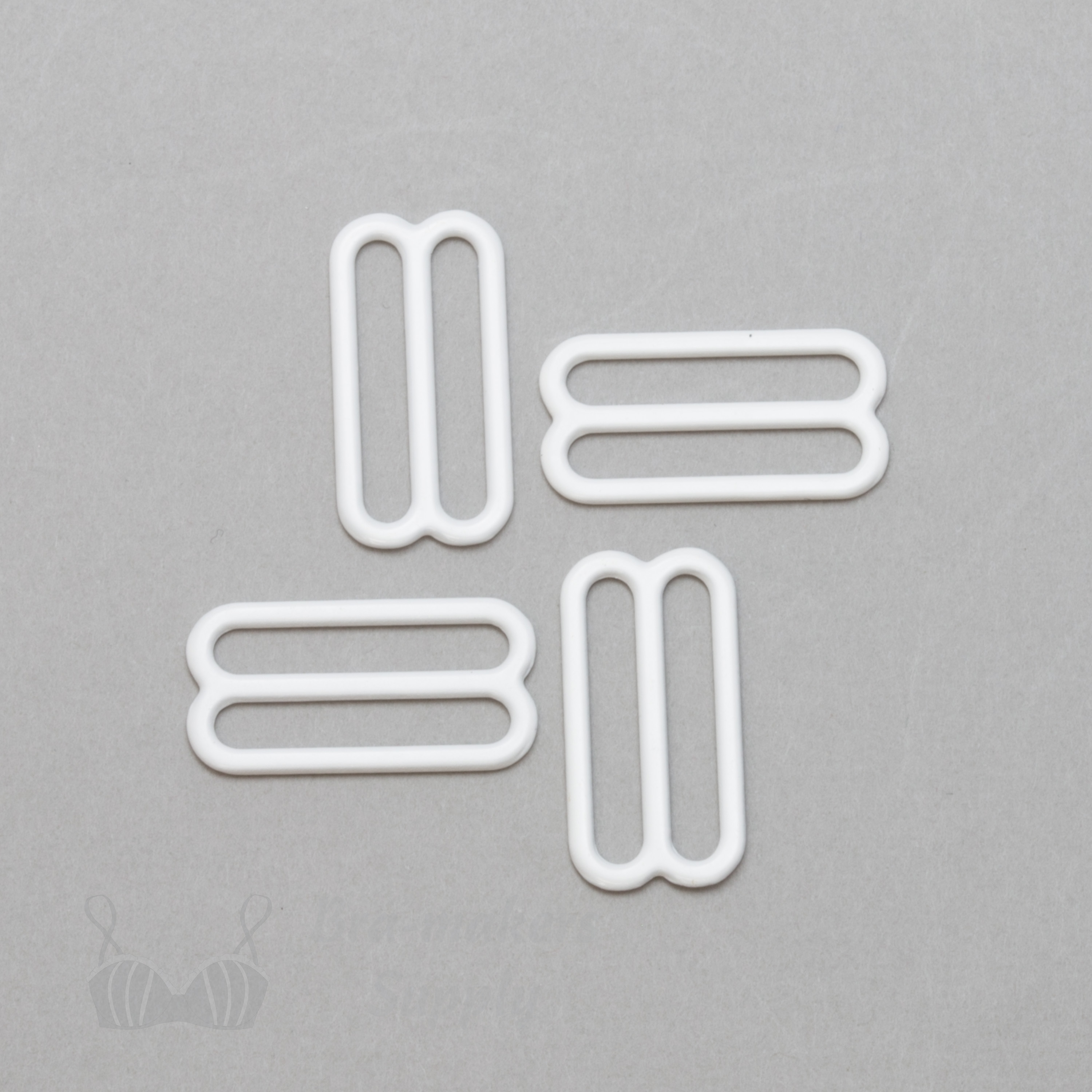one inch 22mm RM-80 S PK4 white nylon coated metal rings sliders or bright white Pantone 11-0601 from Bra-Makers Supply 4 sliders shown