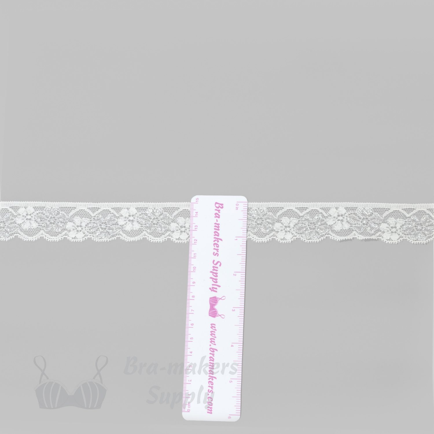 One Inch Silver White Floral Stretch Lace Edge - Bra-Makers Supply