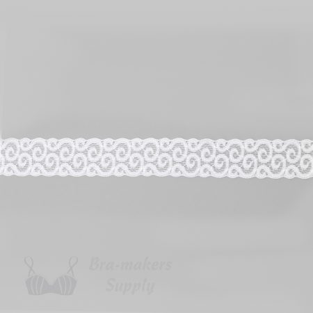 stretch laces - 1 inch - 2.5 cm one inch white swirls stretch lace edge LS-17 100 from Bra-Makers Supply
