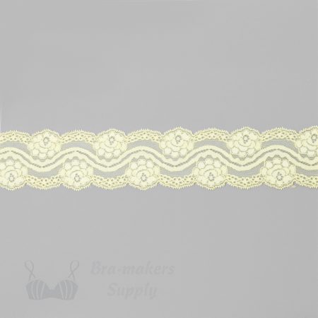 stretch laces - 2 inch - 5 cm two inch pale yellow floral stretch lace LS-22 221 from Bra-Makers Supply