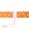 stretch laces - 3 inch - 7 cm three inch orange floral stretch lace LS-30 270 from Bra-Makers Supply ruler shown