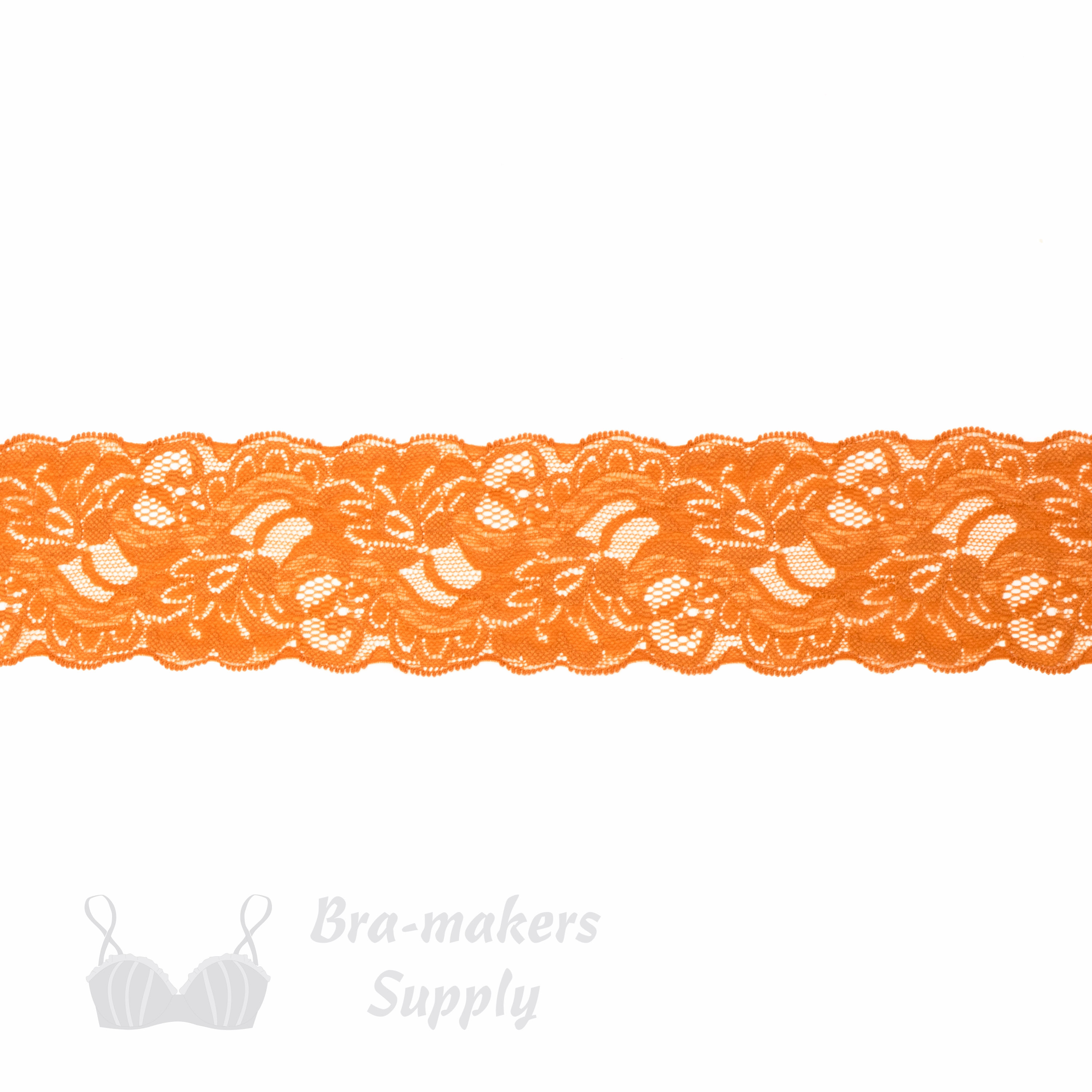 Three Inch Orange Floral Stretch Lace - Bra-Makers Supply