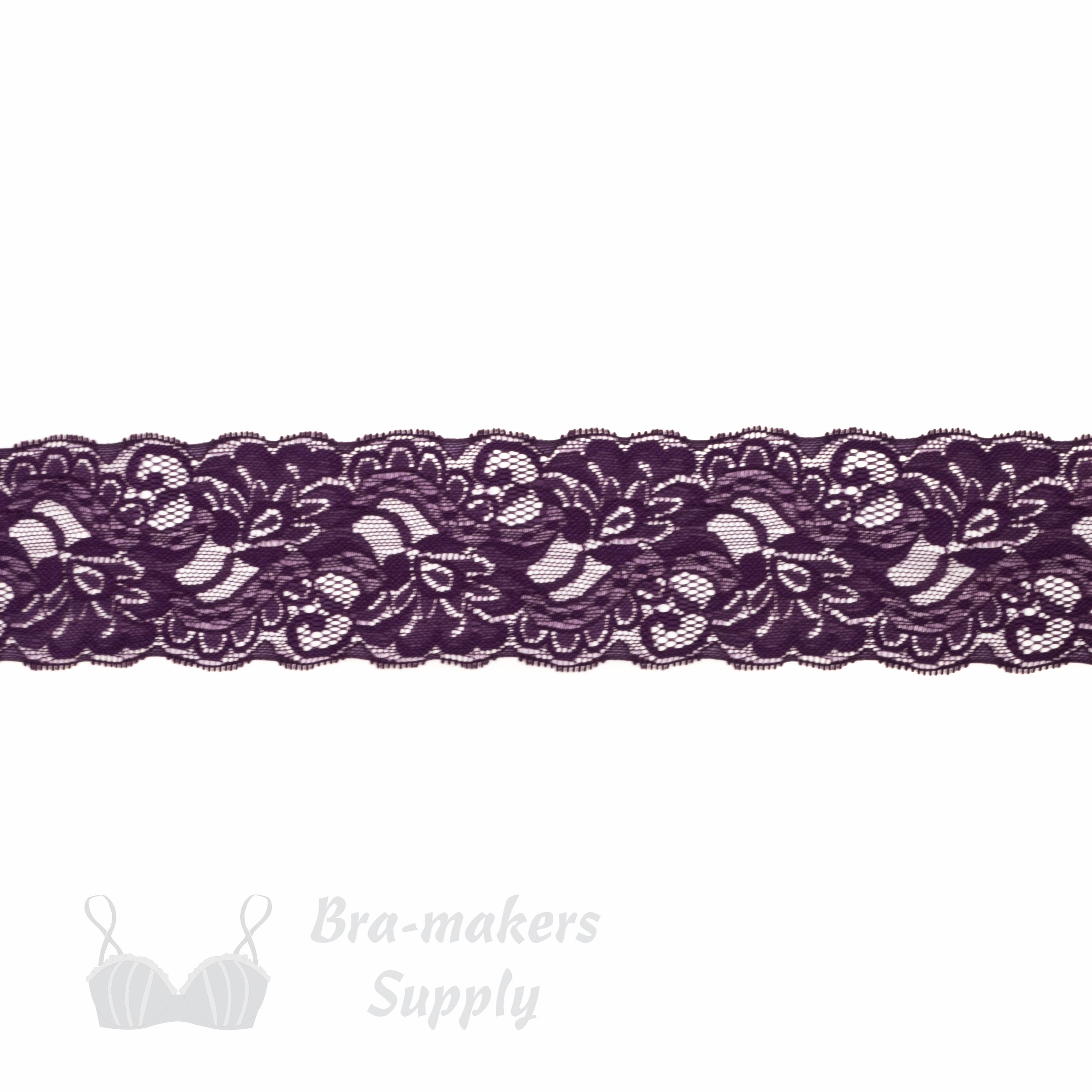 stretch laces - 3 inch - 7 cm three inch purple floral stretch lace LS-30 560 from Bra-Makers Supply