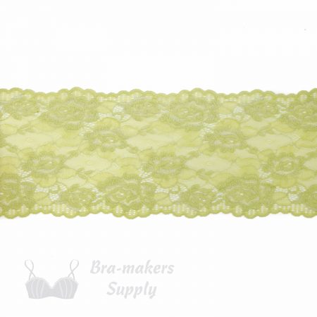 stretch laces - 4 inch - 11 cm four inch spring green floral stretch lace LS-52 74 from Bra-Makers Supply