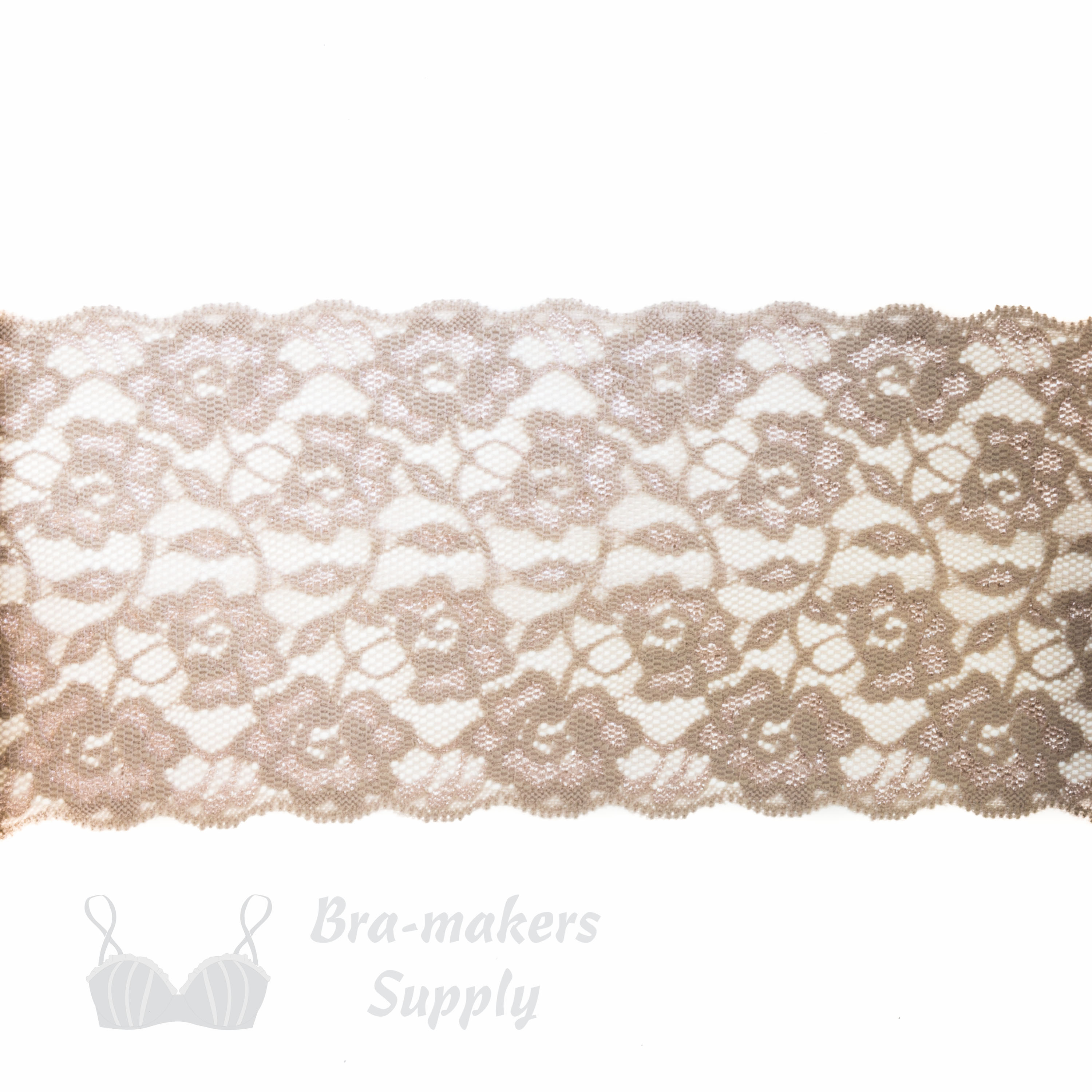stretch laces - 5 inch - 13 cm five inch beige floral stretch lace LS-63 82 from Bra-Makers Supply