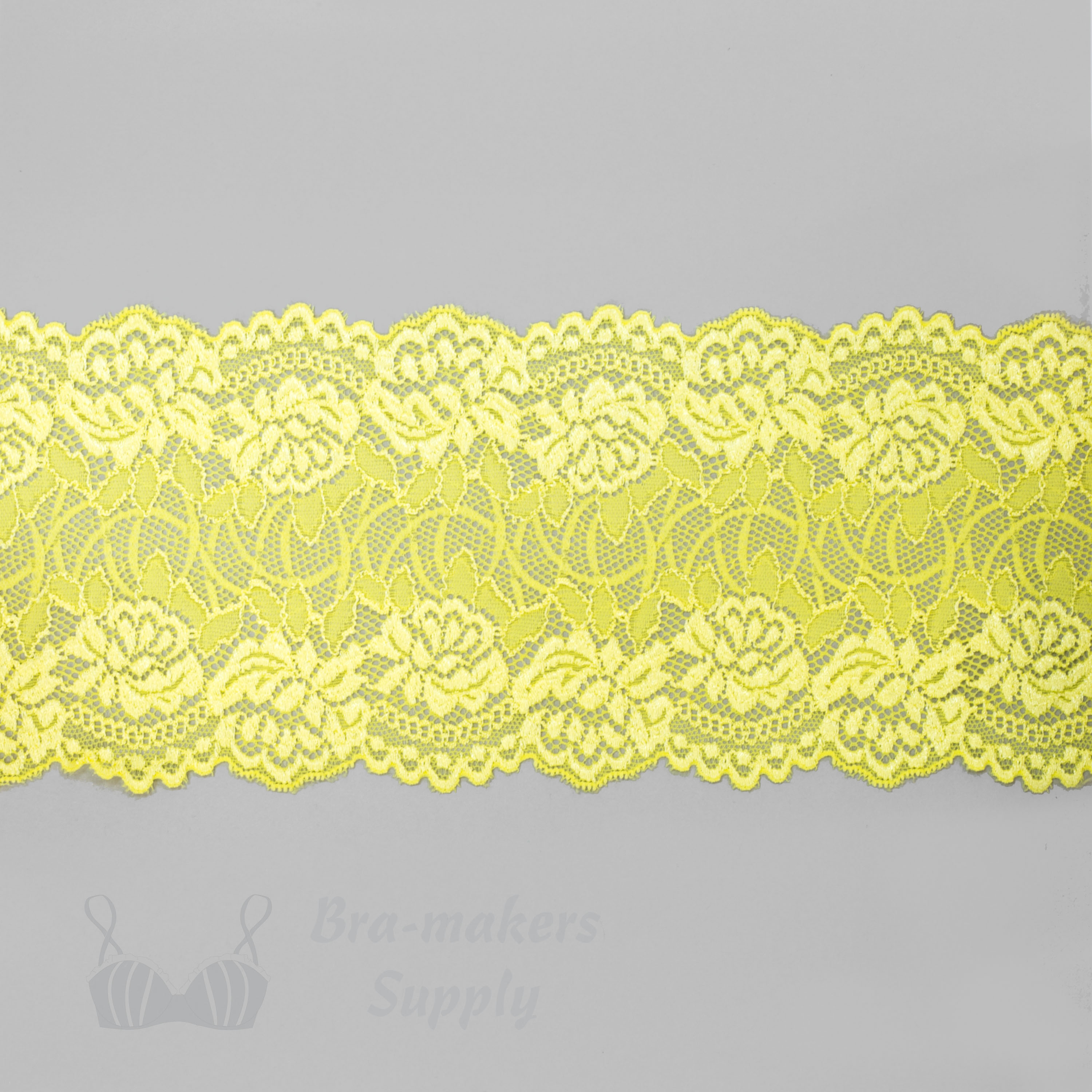 Five Inch Bright Yellow Floral Stretch Lace - Bra-Makers Supply