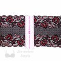 stretch laces - 5 inch - 13 cm five inch dark red black floral stretch lace LS-63 9848 from Bra-Makers Supply ruler shown