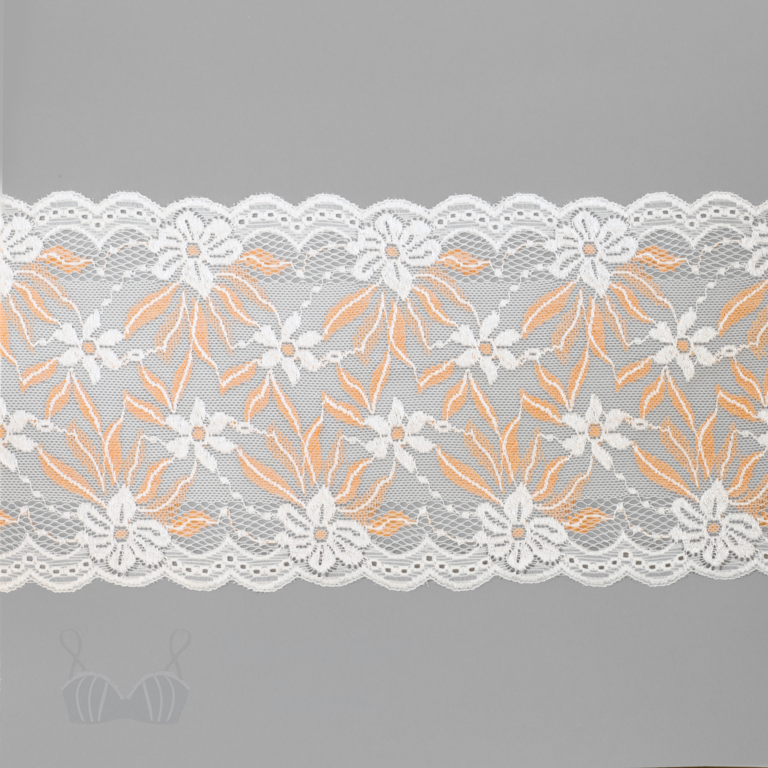 stretch laces - 5 inch - 13 cm five inch peach dark coral floral stretch lace LS-63 3638 from Bra-Makers Supply