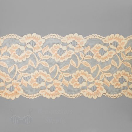 stretch laces - 5 inch - 13 cm five inch peach dark peach floral stretch lace LS-63 3632 from Bra-Makers Supply