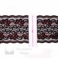 stretch laces - 5 inch - 13 cm five inch red black floral scalloped stretch lace LS-63 9847 from Bra-Makers Supply ruler shown