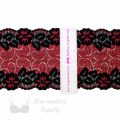 stretch laces - 5 inch - 13 cm five inch red black floral swirl stretch lace LS-63 4798 from Bra-Makers Supply ruler shown