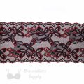 stretch laces - 5 inch - 13 cm five inch warm red black floral stretch lace LS-63 9852 from Bra-Makers Supply