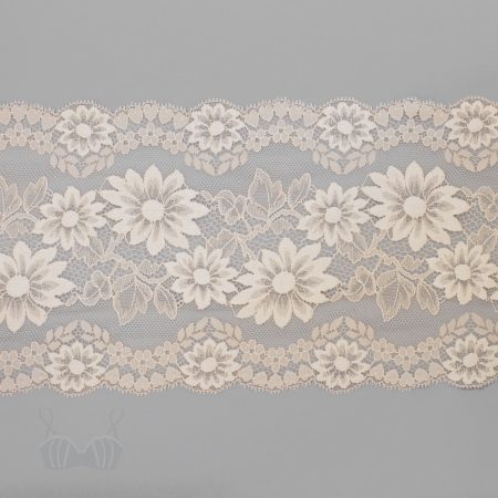 stretch laces - 6 inch - 15 cm six inch light beige champagne floral stretch lace LS-63 8030 from Bra-Makers Supply