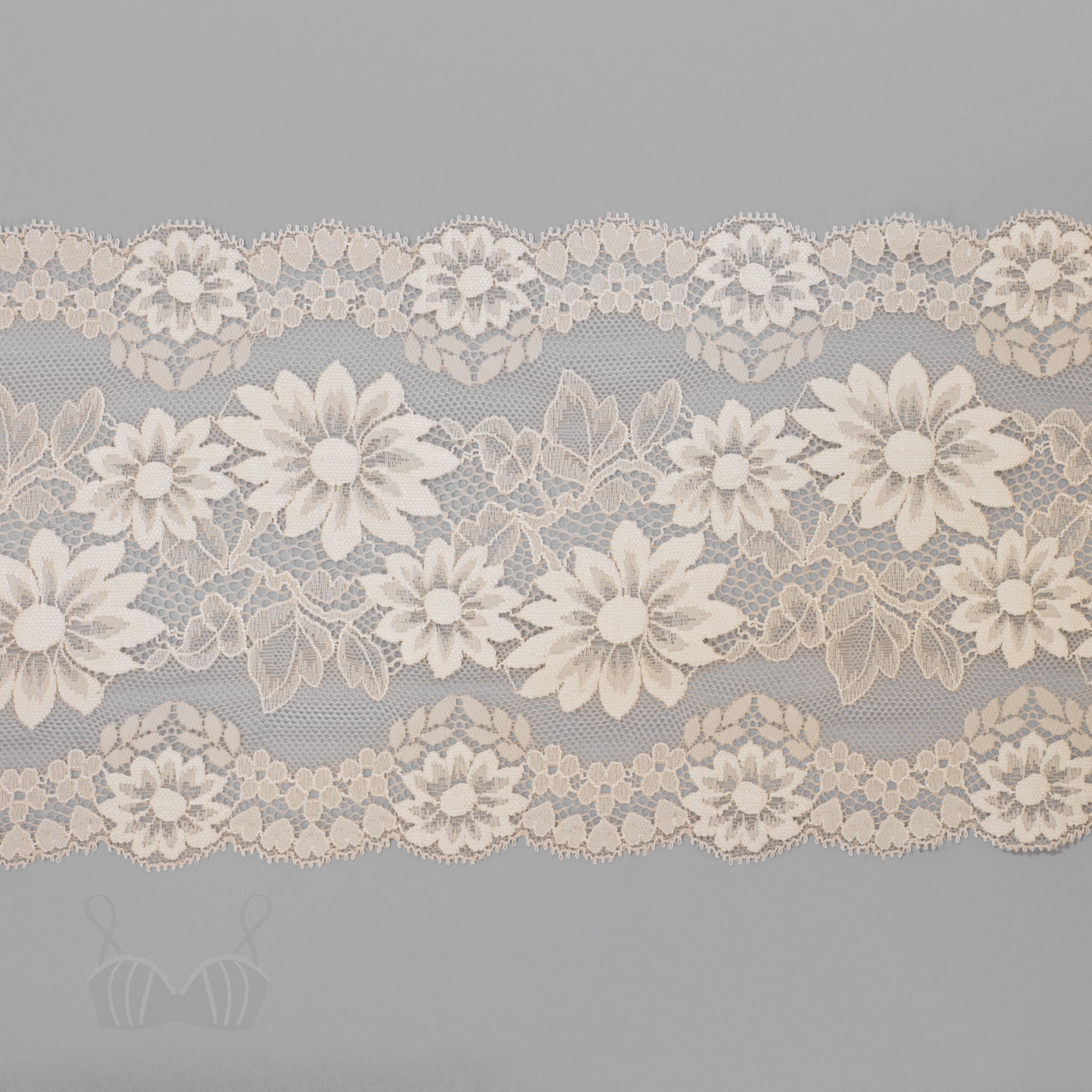 stretch laces - 6 inch - 15 cm six inch light beige champagne floral stretch lace LS-63 8030 from Bra-Makers Supply